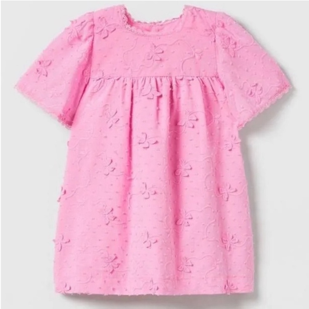 NWT Zara Girls Pink Butterfly Dress 3-4